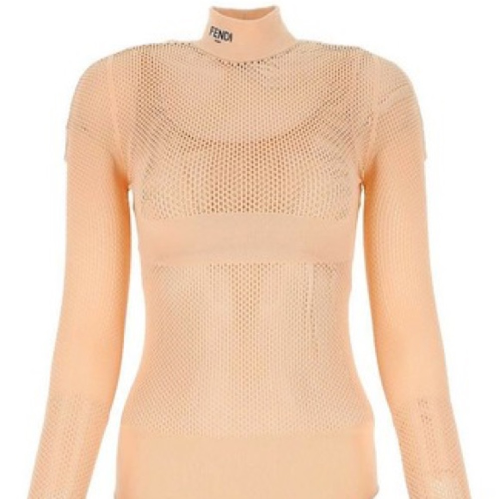 FENDI Light Pink Micro Mesh Bodysuit XL - Picture 3 of 10